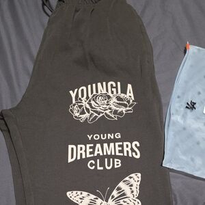 YoungLA Charcoal Joggers with Graphic Print